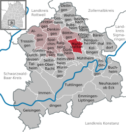 Läget för Mahlstetten i Landkreis Tuttlingen