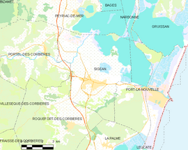 Mapa obce Sigean