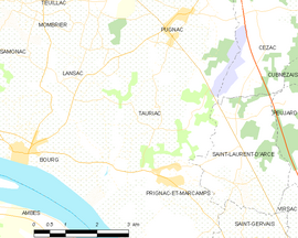 Mapa obce Tauriac