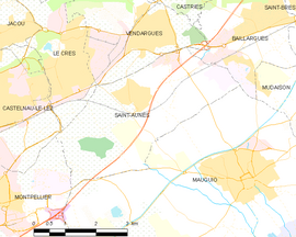 Mapa obce Saint-Aunès