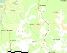 Mapa obce Flaujac-Poujols