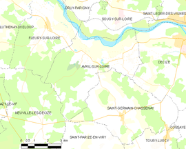 Mapa obce Avril-sur-Loire