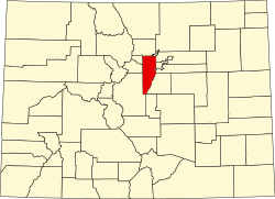 map of Colorado highlighting Jefferson County