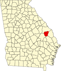 Locatie van Jenkins County in Georgia