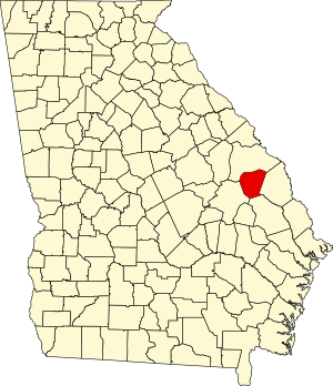 Карта Джорджии с выделением округа Дженкинс