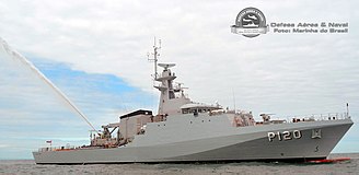 Brazilian ship used to protect Brazilian borders Navio-Patrulha da Fronteira Brasileira ''AMAZONAS''.jpg