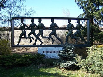 Prague, Běchovice, memorial to a running race.