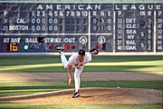 Roger Clemens was Boston's Opening Day starting pitcher eight times between 1988 and 1996. Roger Clemens 1996.jpg