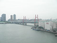 六甲大橋。手前側が住吉浜町。