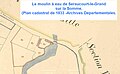 Le moulin à eau sur le plan cadastral de 1833.