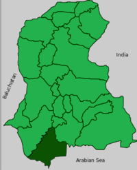 Map of Sindh with Sujawal  District highlighted