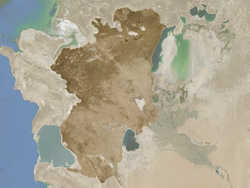 Az Usztyurt-fennsík domborzati térképe
