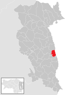 Poloha obce Wörth an der Lafnitz v okrese Hartberg-Fürstenfeld (klikacia mapa)