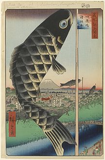 One Hundred Famous Views of Edo: Suidō Bridge and the Surugadai Quarter, Hiroshige, 1857