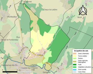 Carte en couleurs présentant l'occupation des sols.