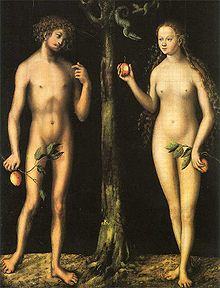 Scholars have pointed out parallels between the girdle Bertilak's wife offers Gawain, and the fruit Eve offered to Adam in the Biblical Garden of Eden. (Adam and Eve Lucas Cranach, c. 1513) Adam-und-Eva-1513.jpg