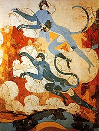 Monos en un fresco encontrado en Akrotiri. c. 1640 A.C.