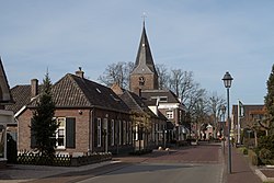 Almen, church in the street