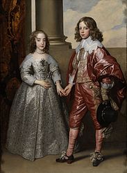 Dubbelporträtt föreställande Vilhelm II och hans brud Maria Stuart. Målning av Anthonis van Dyck från år 1641.