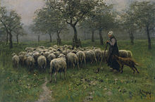 Shepherdess With a Flock of Sheep by Anton Mauve Anton Mauve - Herderin met kudde schapen.jpg