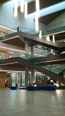 Interior of new science building Atrium of Don and Cathy Jacobs Science Building.jpg