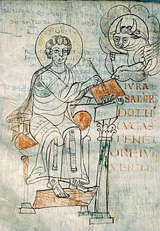 Saint Luc et son symbole. Autun, Ms.5, f.94v.