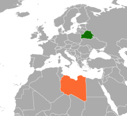 Карта с указанием населенных пунктов Беларуси и Ливии