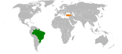 Map indicating locations of Brazil and Turkey