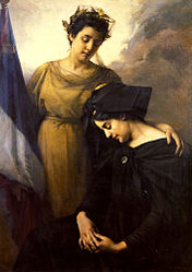 Emmanuel Benner's 1895 painting "The loss of Alsace Lorraine" depicts France comforting Alsace-Lorraine, lost to the Germans in the Franco-Prussian war.