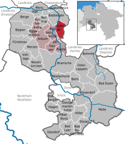 Läget för kommunen Gehrde i Landkreis Osnabrück