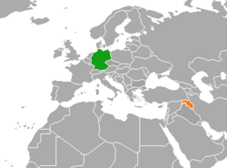 Map indicating locations of Germany and Kurdistan Region