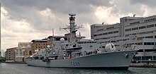 HMS Richmond moored at South Quay in London in 2017 HMS Richmond at South Quay.jpg