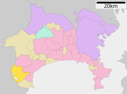 Hakones läge i Kanagawa prefektur Städer:      Signifikanta städer      Övriga städer Landskommuner:      Köpingar      Byar