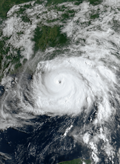 L'uragano Ida vicino al suo picco di forza il 29 agosto, poco prima dell'approdo in Louisiana