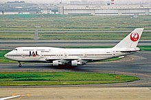 One of the two 747-100BSR with the stretched upper deck (SUD) made for JAL JA8170 B747-146SR SUD JAL Japan Airlines HND 23MAY03 (8473400794).jpg