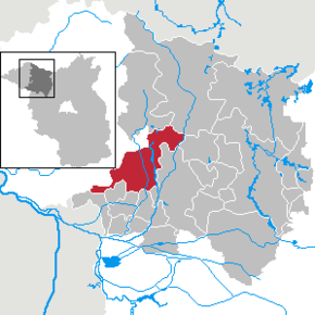 Poziția orașului Kyritz pe harta districtului Ostprignitz-Ruppin