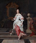 Eglon van der Neer: "Die große Dame" (La Grande Dame), 1665 (Karikatur (!) auf gespreiztes und manieriertes Gehabe...)