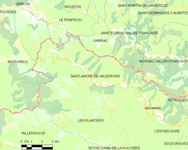 Mapa obce Saint-André-de-Valborgne