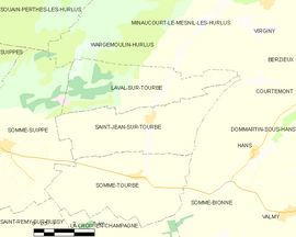 Mapa obce Saint-Jean-sur-Tourbe