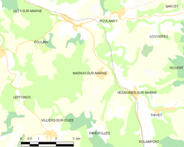 Mapa obce Marnay-sur-Marne