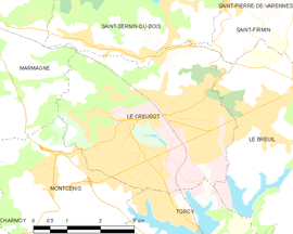 Mapa obce Le Creusot