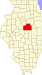 Harta statului Illinois indicând comitatul McLean