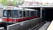 A train of 1800 series cars Outbound Red Line train at Ashmont, May 2008.jpg