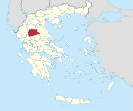 Locatie van het departement Trikala