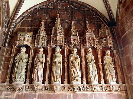 Inside the south porch are these statues depicting Saint Peter, Saint Andrew, Saint James the Greater, Saint John, Saint Thomas and Saint James the Lesser