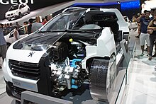 The Peugeot 2008 HYbrid air prototype replaced conventional hybrid batteries with a compressed air propulsion system. Peugeot 2008 HYbrid air SAO 2014 0299.JPG