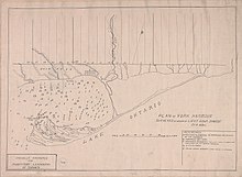 John Graves Simcoe's plans for York harbour, 1793. Plan of York harbour surveyed by order of Lieut. Govr. Simcoe by A. Aitken.jpg