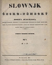 Titulní strana 1. dílu slovníku (1835)