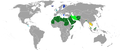 Karte mit Ländern, die eine Staatsreligion haben