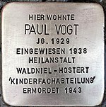 Stolperstein für Paul Vogt (Hohenzollernstraße 2)